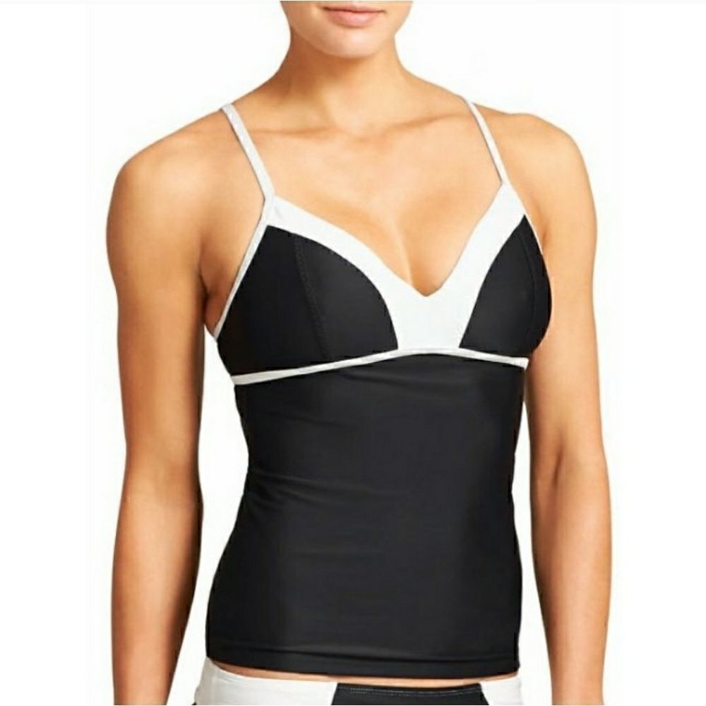 Athleta black and white tankini top